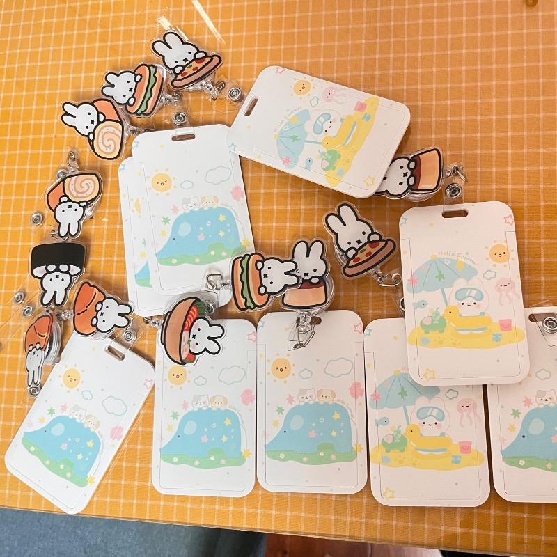 Kawaii Tech Accessories - Porte-badge rétractable Kawaii Miffy avec clip,